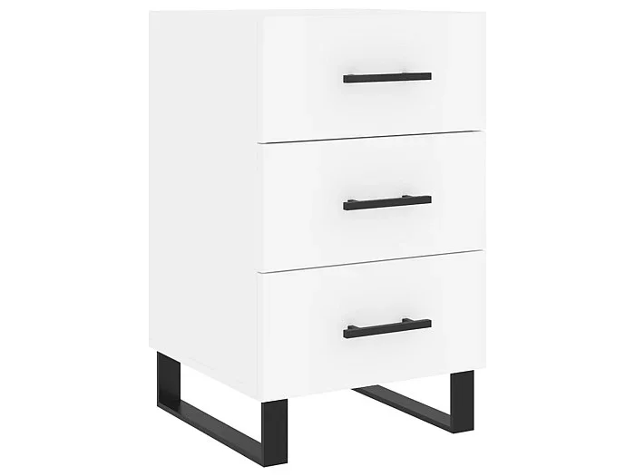 Mesita de noche blanca 40x40x66 cm de madera contrachapada