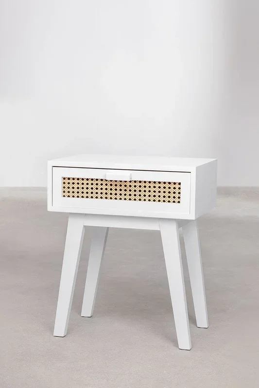 Mesita de Noche con Cajón en Madera Ralik Colors Design Blanco – SKLUM