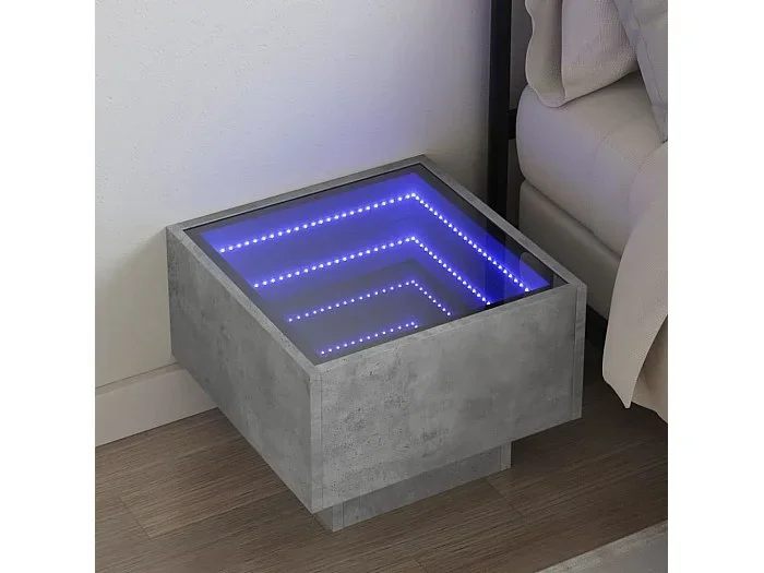 Mesita de noche con Infinity LED gris hormigón 40x40x30 cm