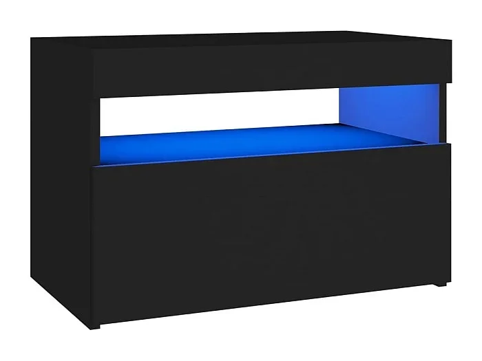 Mesita de noche con luces LED negra 60x35x40 cm