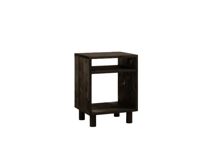 Mesita de noche de madera maciza Decowood en tono negro de 50,5x32cm – HERA – DECOWOOD