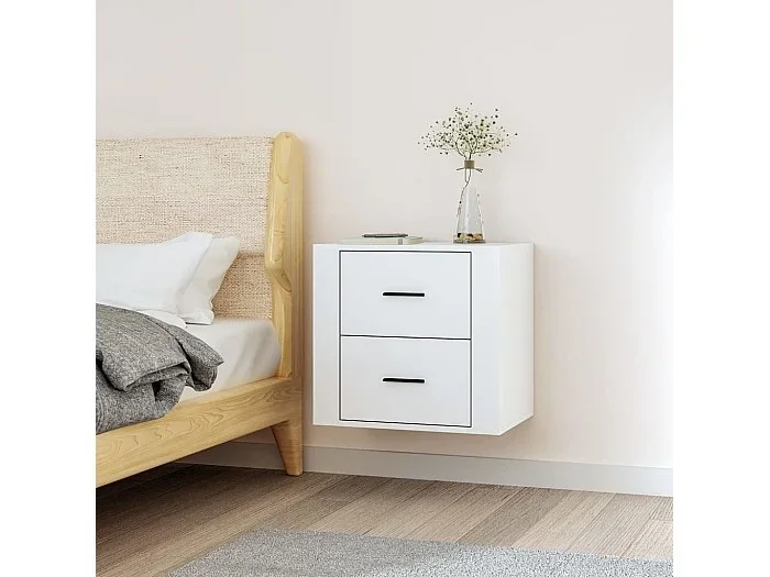 Mesita de noche de pared blanca 50x36x47 cm