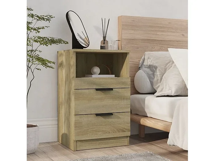 Mesita de noche madera contrachapada color roble Sonoma ES92073