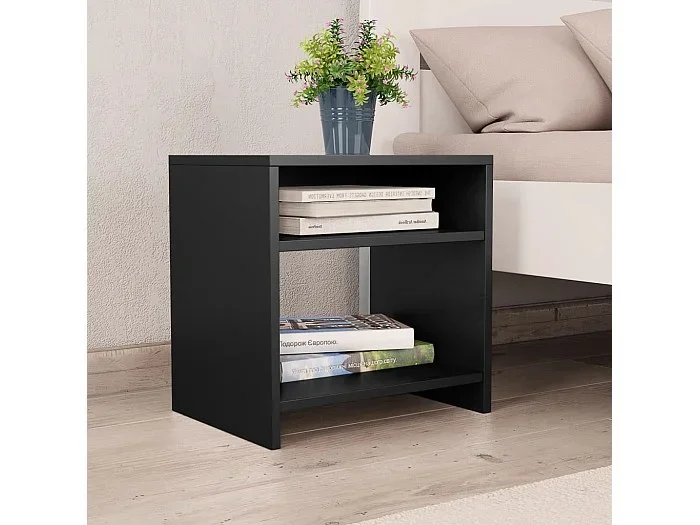 Mesita de noche madera contrachapada negro 40x30x40 cm ES86870