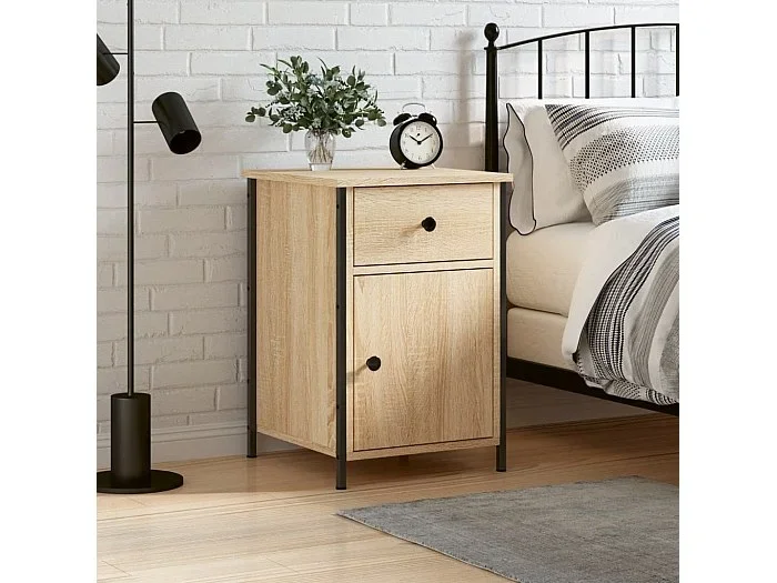 Mesita de noche madera contrachapada roble sonoma 40x42x60 cm ES55543