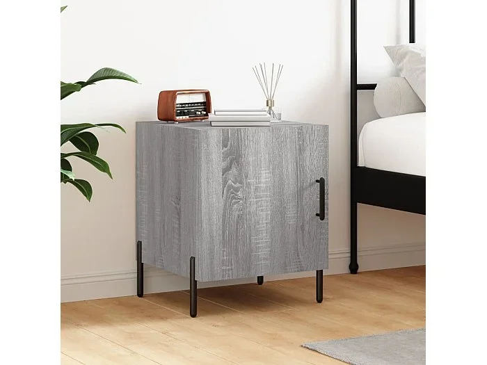 Mesita de noche madera de ingeniería gris Sonoma 40x40x50 cm ES48349
