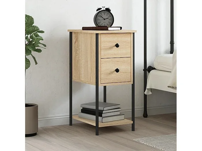 Mesita de noche madera de ingeniería roble Sonoma 32x42x70 cm ES31922
