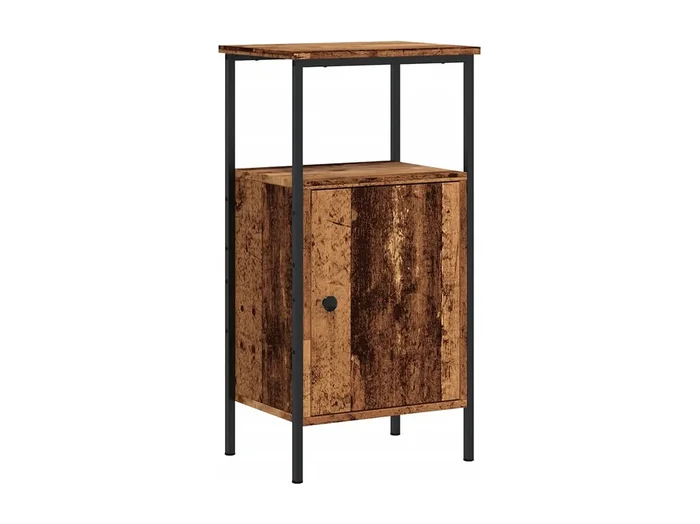 Mesita de noche madera ingeniería madera envejecida 41x31x80 cm