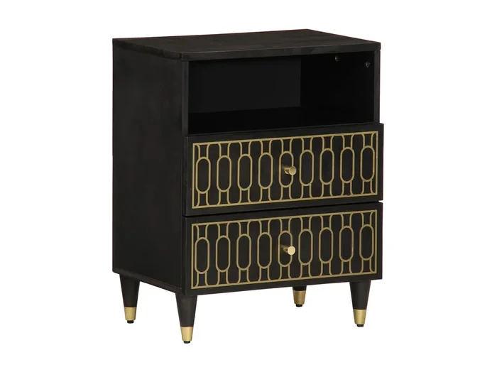 Mesita de noche madera maciza de mango 50x33x60 cm