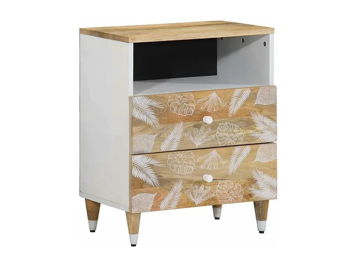 Mesita de noche madera maciza de mango 50x33x60 cm