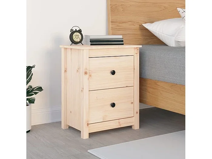 Mesita de noche madera maciza de pino 50x35x61,5 cm