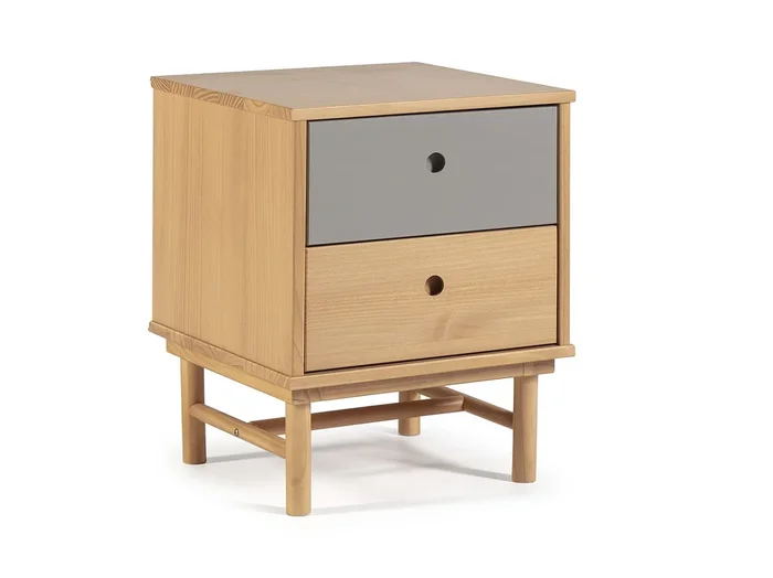 Mesita de Noche Magnus 2 cajones, Madera Maciza