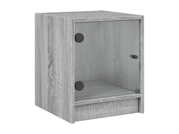 Mesita de noche Mesilla de noche con puerta de vidrio gris Sonoma 35x37x42 cm
