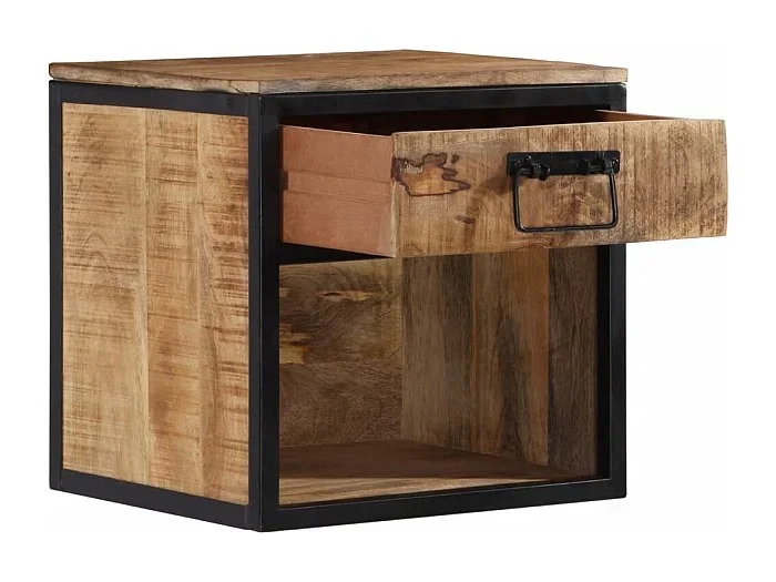 Mesita de noche Mesilla de noche madera maciza de mango 40x35x40 cm