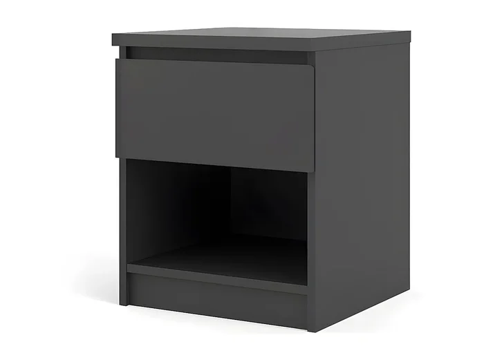 Mesita de noche Nada 1 cajón y 1 estante negro mate.