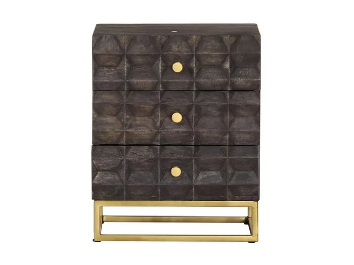 Mesita de noche Negro 40x30x50 cm Madera maciza de mango
