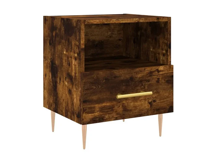 Mesita de noche roble ahumado 40x35x47,5 cm madera contrachapada