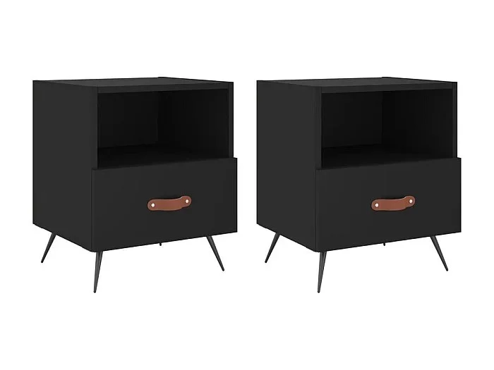 Mesitas de noche 2 piezas madera contrachapada negra 40x35x47,5 cm