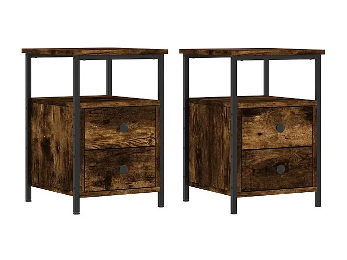 Mesitas de noche 2 piezas roble ahumado 34×35,5×50 cm madera contrachapada
