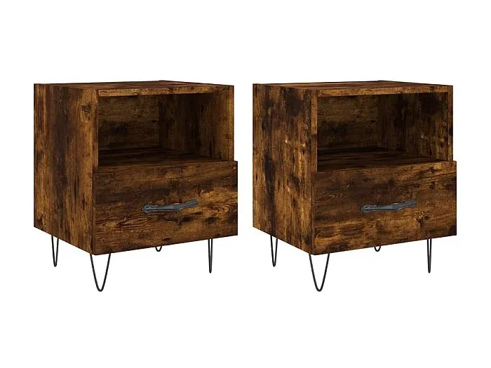 Mesitas de noche 2 piezas roble ahumado 40x35x47,5 cm madera contrachapada