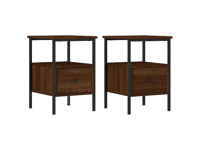 Mesitas de noche 2 piezas roble marrón 34x36x50 cm madera contrachapada