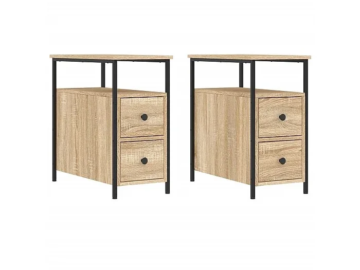 Mesitas de noche 2 piezas roble sonoma 30x60x60 cm madera contrachapada