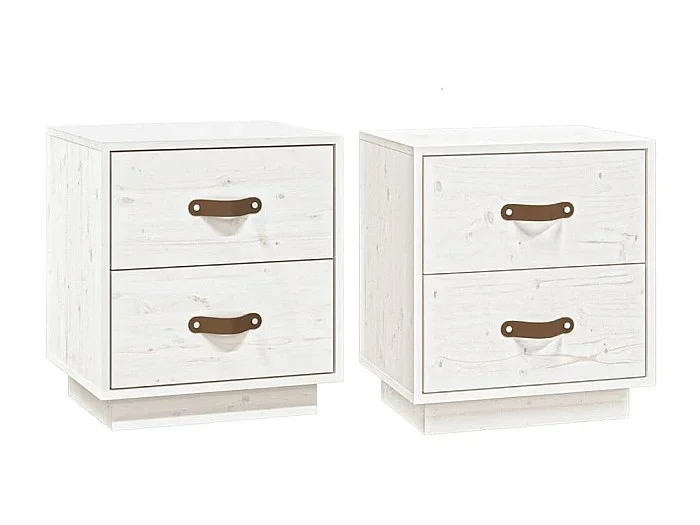 Mesitas de noche 2 uds Blanco 40x34x45 cm Madera maciza de pino