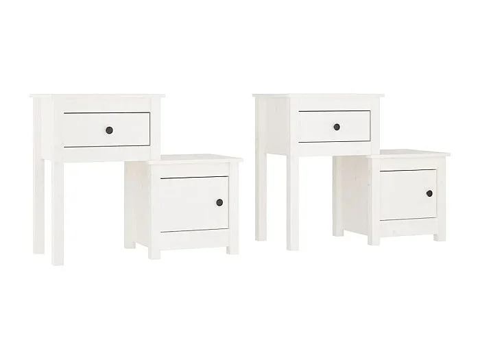 Mesitas de noche 2 uds Blanco 79,5x38x65,5 cm Madera maciza de pino