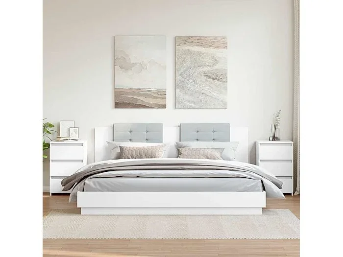 Mesitas de noche 2 uds madera contrachapada blanco 40x35x62,5cm