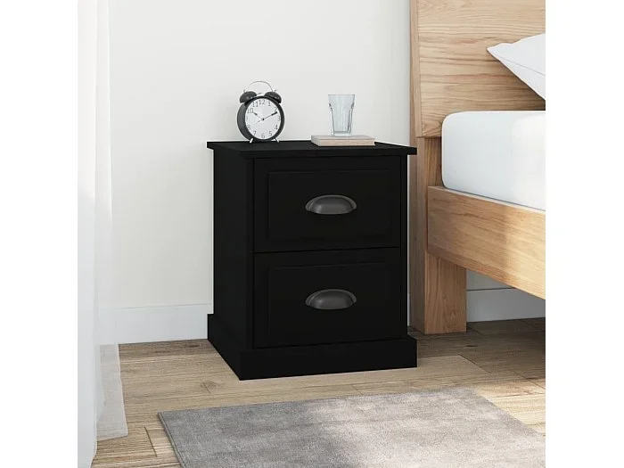 Mesitas de noche 2 unidades madera contrachapada negro 39x39x47,5 cm