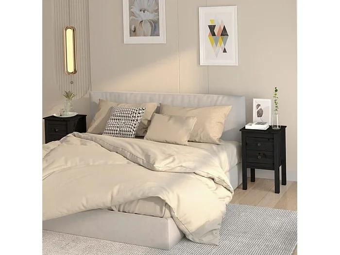 Mesitas de noche 2 unidades madera maciza de pino negro 40x35x61,5cm