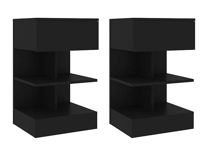 Mesitas de noche 2 unidades negras 40x35x65 cm