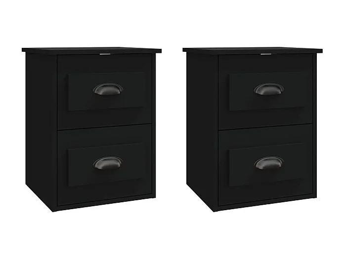 Mesitas de noche de pared 2 piezas negro 41,5x36x53 cm