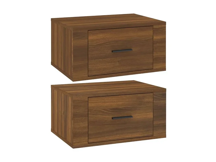 Mesitas de noche de pared 2 uds Roble marrón 50x36x25 cm