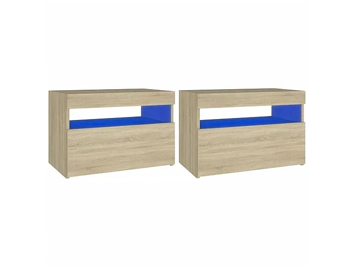 Mesitas de noche LED 2 piezas roble Sonoma 60x35x40 cm