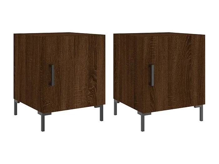 Mesitas de noche Mesilla de noche 2 uds madera ingeniería marrón roble 40x40x50 cm
