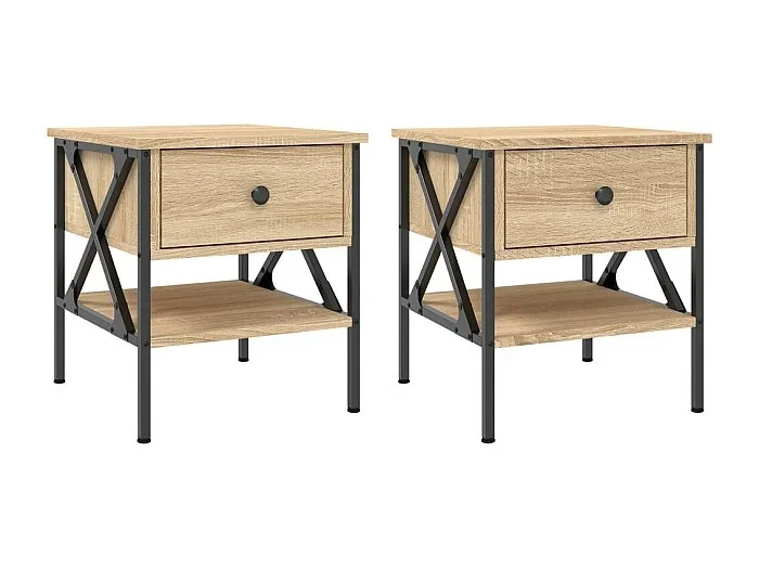 Mesitas de noche Mesilla de noche 2 uds madera ingeniería roble Sonoma 40x42x45 cm