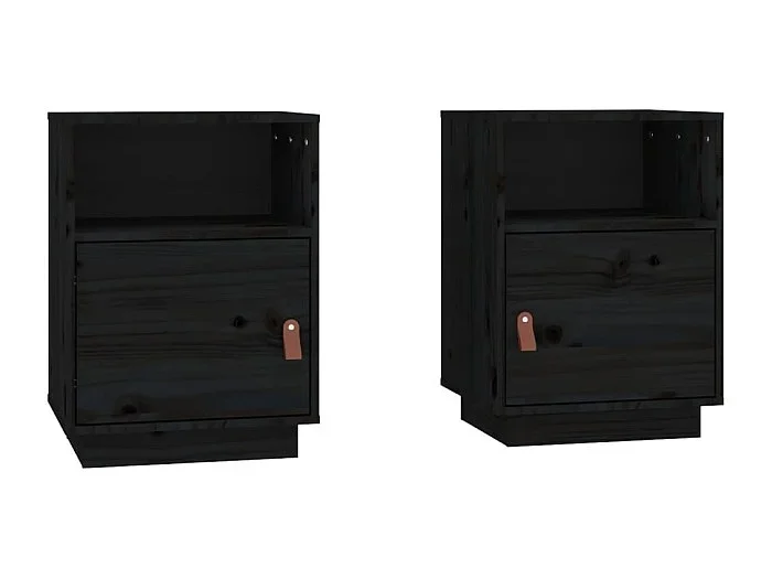 Mesitas de noche Mesilla de noche 2 uds madera maciza de pino negro 40x34x55 cm