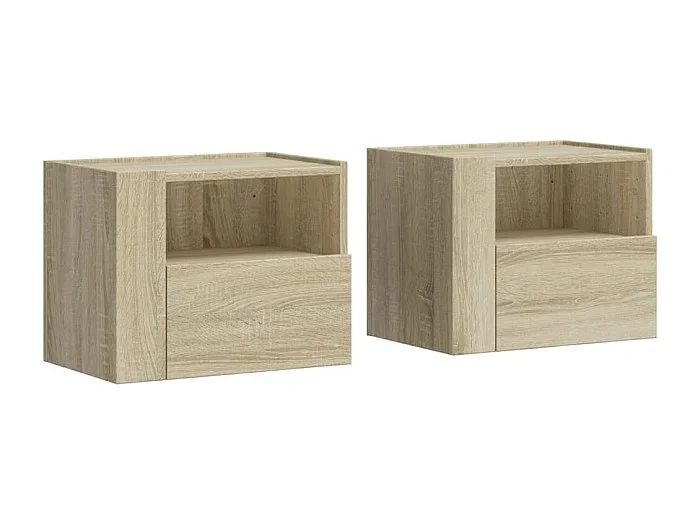 Mesitas de noche Mesilla de noche de pared 2 unidades roble Sonoma 45x30x35 cm