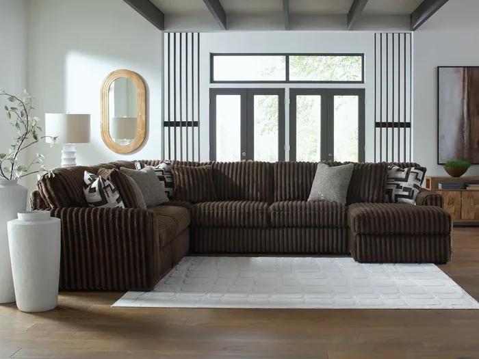 Midnight-Madness Chocolate 4-Piece Sectional with RAF Chaise