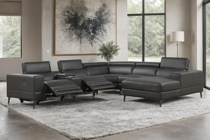 Milano Grey 6-Piece Power Reclining Sectional