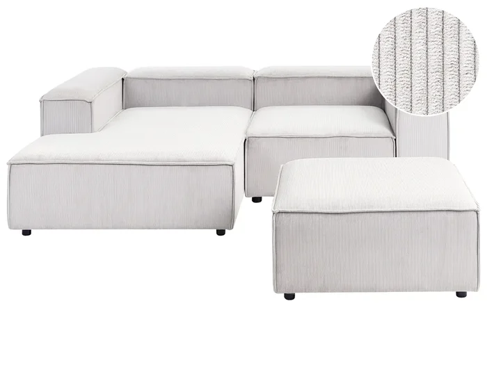 Modular Corner Sofa 3 Seater ARDAL Corduroy Off-White Right Hand
