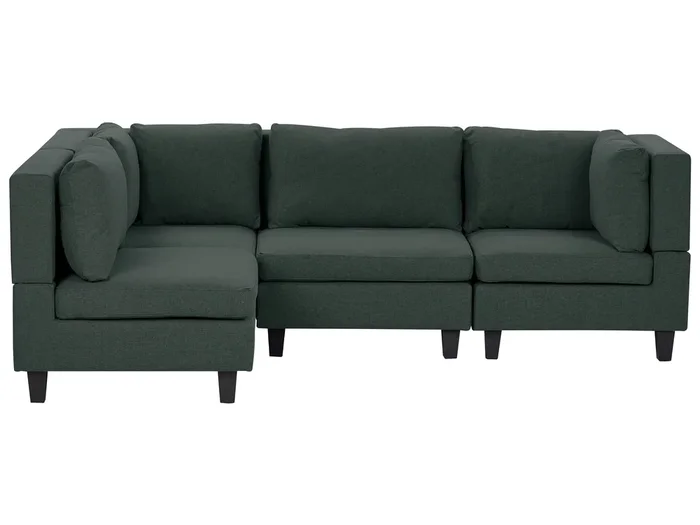 Modular Corner Sofa 4 Seater UNSTAD Fabric Dark Green Right Hand
