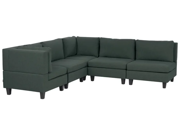 Modular Corner Sofa 5 Seater UNSTAD Fabric Dark Green Right Hand