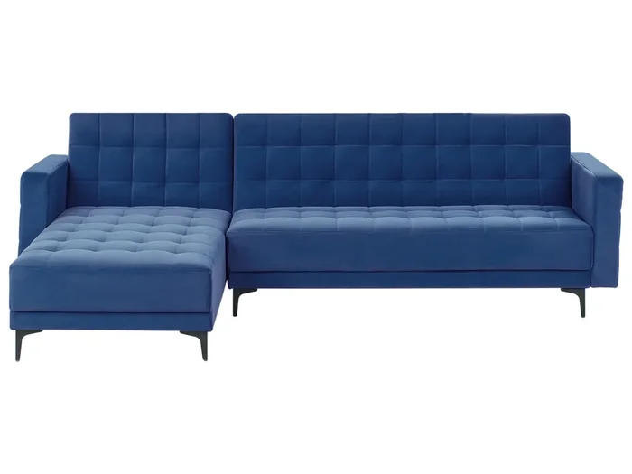 Modular Corner Sofa Bed 4 Seater ABERDEEN Velvet Blue Right Hand