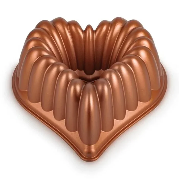Molde para bizcocho tipo bundt KITCHISIMO en forma de corazón/acabado cobre