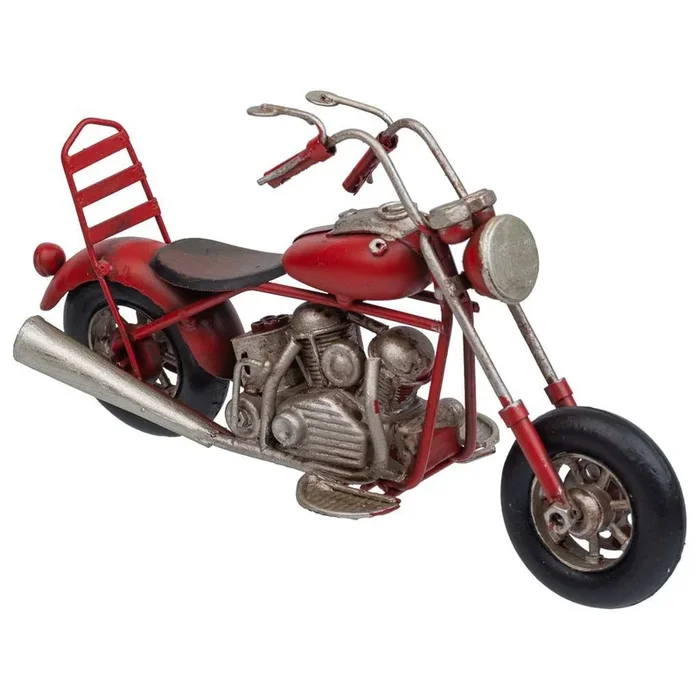 Motocicleta de metal en un rojo brillante mide 19.5x7x10.5h cm