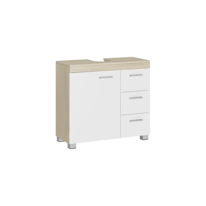 Mueble Bajo Lavabo 30 x 70 x 64 cm Blanco Nube y Beige Natural-VASAGLE
