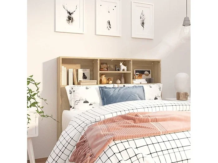 Mueble cabecero color roble Sonoma 120x19x103,5 cm