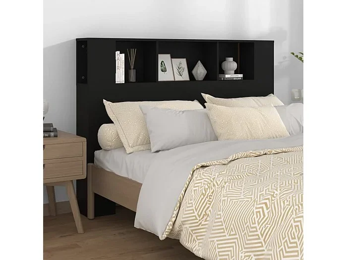 Mueble cabecero negro 140×18,5×104,5 cm